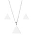 Fashion Silver Stainless Steel Glossy Triangle Necklace Stud Earrings Set