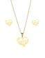 Fashion Gold Titanium Steel Flower Heart Mama Necklace Stud Earrings Set