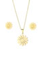 Fashion Gold Titanium Steel Daisy Flower Necklace Stud Earrings Set