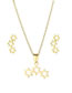 Fashion Gold Titanium Steel Hollow Star Necklace Stud Earrings Set