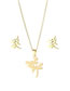 Fashion Gold Titanium Dragonfly Necklace Stud Earrings Set