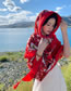 Fashion Red Morning Glory Polyester Print Scarf