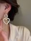 Fashion White Metal Drip Oil Heart Double Hoop Stud Earrings