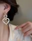 Fashion White Metal Drip Oil Heart Double Hoop Stud Earrings