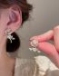 Fashion Pink Metal Pearl Rose Stud Earrings