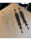 Fashion Black Zirconium Geometric Tassel Earrings In Metal
