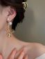 Fashion Gold - Oval Alloy Diamond Letter Size Pearl Stud Earrings