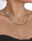 Fashion White K Geometric Diamond Stud Double Necklace