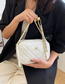 Fashion White Pu Diamond Embroidery Thread Large Capacity Messenger Bag