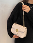 Fashion Creamy-white Pu Embroidered Thread Lock Flap Crossbody Bag