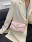 Fashion Pink Pu Pearl Hand Print Flap Crossbody Bag