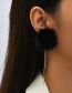 Fashion Black Long Hairball Fringe Chain Drop Earrings