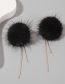 Fashion Black Long Hairball Fringe Chain Drop Earrings