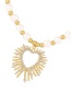 Fashion Golden 1 Bronze Zirconium Beaded Pearl Heart Pendant Necklace