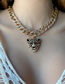 Fashion Silver Alloy Diamond Leopard Head Cuban Chain Necklace