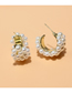 Fashion Creamy-white Geometric Pearl Beaded Braided C Earrings