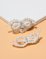 Fashion Creamy-white Geometric Diamond Pearl Bow Stud Earrings