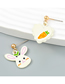 Fashion White Alloy Spray Painted Rabbit Carrot Asymmetric Stud Earrings