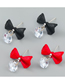 Fashion Red Alloy Diamond Spray Painted Bow Stud Earrings