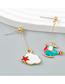 Fashion Blue And White Alloy Drop Oil Cloud Helicopter Earrings