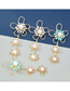 Fashion Color Alloy Set Pearl Flower Stud Earrings