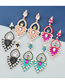 Fashion Black Alloy Diamond Heart Geometric Stud Earrings