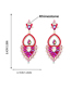 Fashion Rose Red Alloy Diamond Heart Geometric Stud Earrings