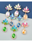 Fashion Ab Color Alloy Diamond Oval Stud Earrings