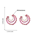 Fashion Rose Red Alloy Diamond Multilayer C Shape Stud Earrings