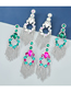 Fashion Green Alloy Diamond Geometric Tassel Drop Earrings