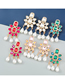 Fashion White Alloy Diamond Geometric Pearl Tassel Drop Earrings