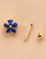 Fashion Gold 1# Stainless Steel Inlaid Zirconium Flower Double Head Screw Piercing Stud Earrings