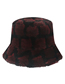 Fashion Claret Fur Square Check Bucket Hat