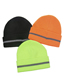 Fashion Black Rolled Reflective Knitted Beanie Hat