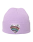 Fashion Pink Acrylic Heart Sequin Knit Pullover Hat