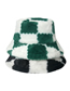 Fashion Green Plush Checkerboard Bucket Hat
