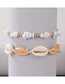 Fashion Gold Alloy Geometric Crushed Stone Beaded Shell Rice Bead Braided Anklet Two-piece Set