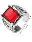 Fashion Red Alloy Geometric Square Imitation Treasure Ring