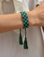Fashion Green Check Braided Fringe Bracelet