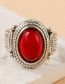 Fashion Red Metal Jewel Geometric Ring