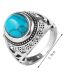 Fashion Silver Alloy Diamond Imitation Turquoise Ring