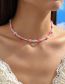 Fashion Pink Rice Beaded Beaded Braided Heart Flower Necklace