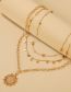 Fashion Gold Alloy Geometric Sun Disc Multilayer Necklace
