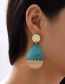 Fashion Lake Blue Acrylic Geometric Water Drop Wood Stud Earrings