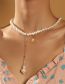 Fashion White Pearl Beaded Geometric Necklace