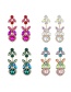 Fashion Green Alloy Diamond Geometric Drop Earrings