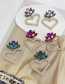 Fashion Blue Alloy Diamond Heart Stud Earrings