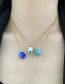 Fashion Lake Blue Titanium Steel Resin Eye Pendant Necklace
