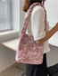 Fashion Pink Chain Large-capacity Shoulder Bag In Crinkled Fabric