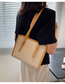 Fashion Brown Pu Contrast Color Large Capacity Shoulder Bag